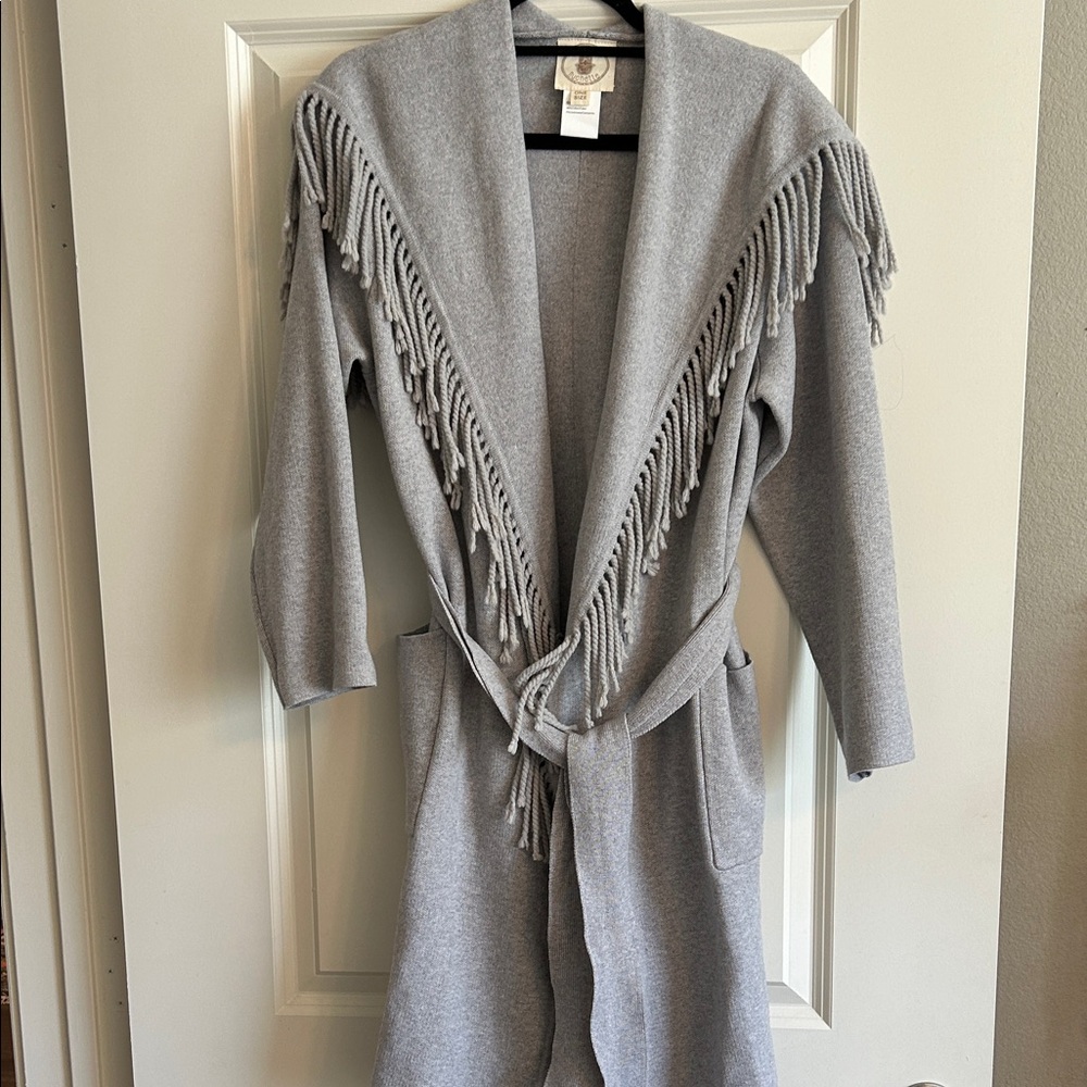 NEW LISTING!!! BRAND NEW! Muche Muchette Gray Fringe Belted Cardigan